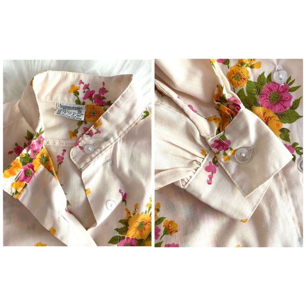 * SOLD *Vintage 1970s Floral Shirt - Picture 4 of 4